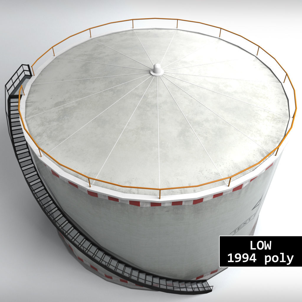 Oil tank gas industrial cylinder Low-poly 3D model_11