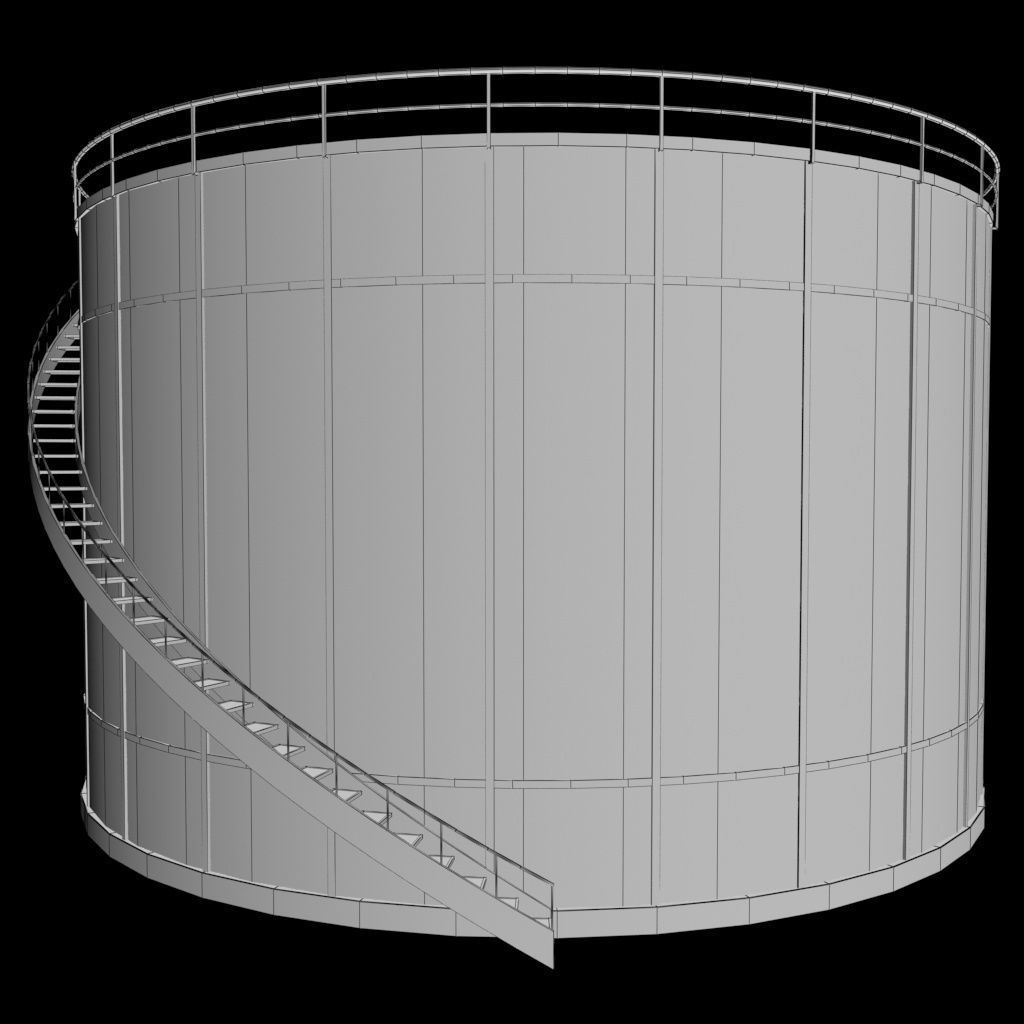 Oil tank gas industrial cylinder Low-poly 3D model_8
