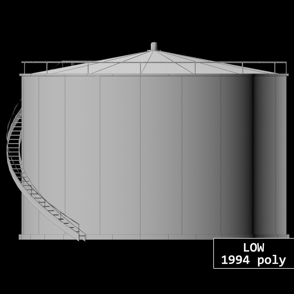 Oil tank gas industrial cylinder Low-poly 3D model_12