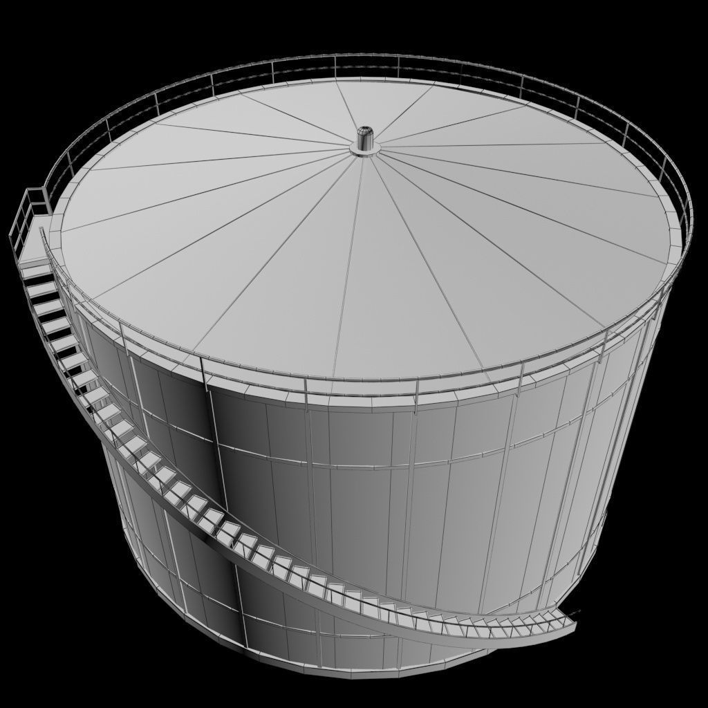 Oil tank gas industrial cylinder Low-poly 3D model_7