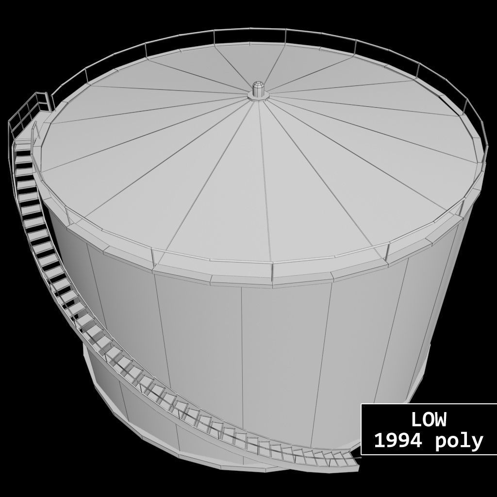 Oil tank gas industrial cylinder Low-poly 3D model_13