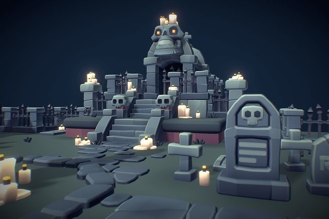 Cemetery Set - Proto Series Low-poly 3D model