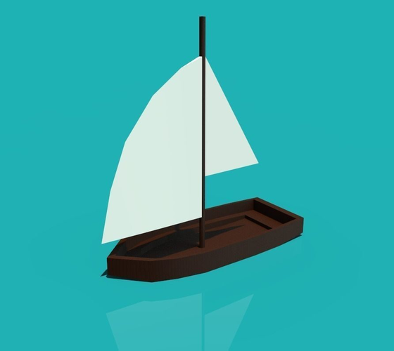 A boat sailboat Low-poly 3D model