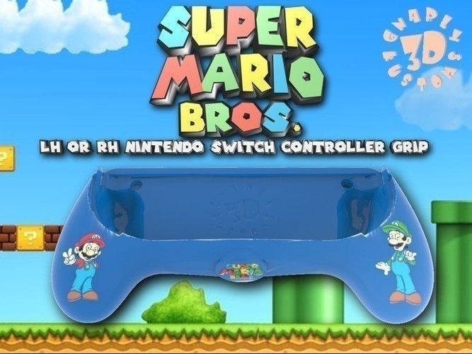 Ergonomic Super Mario Bros Joy Con Assist Grip Controller 3D print model