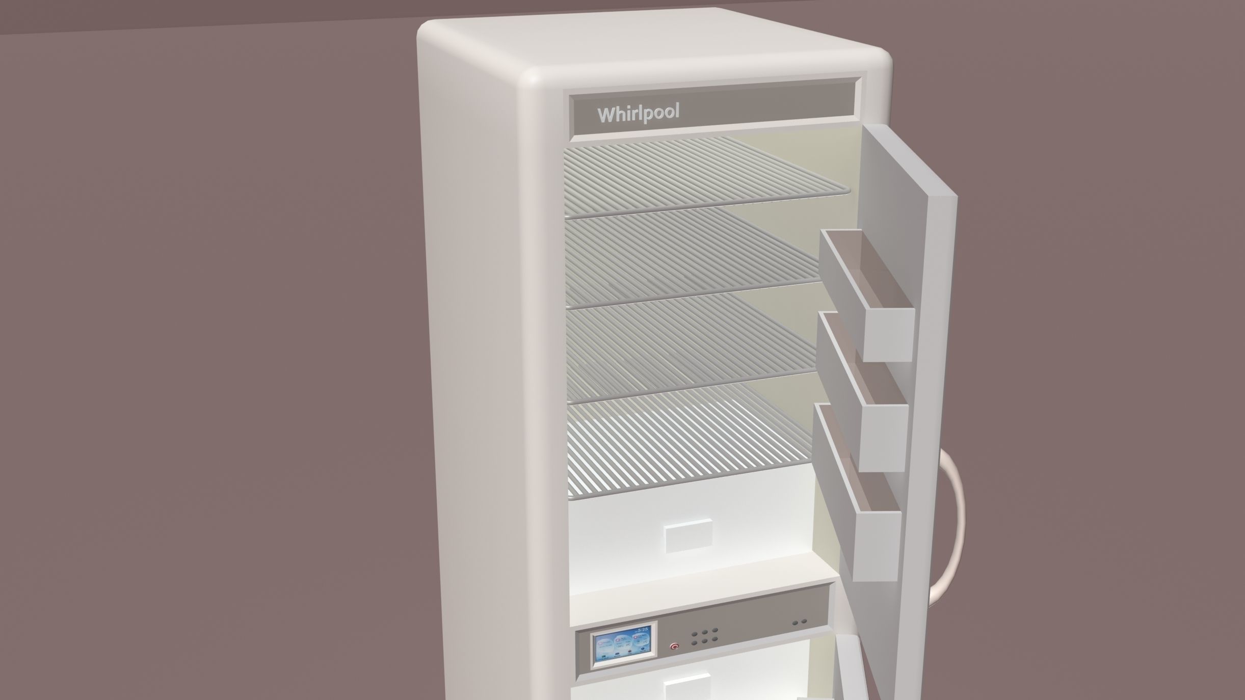 Whirlpool fridge model with interior Low-poly 3D model_4