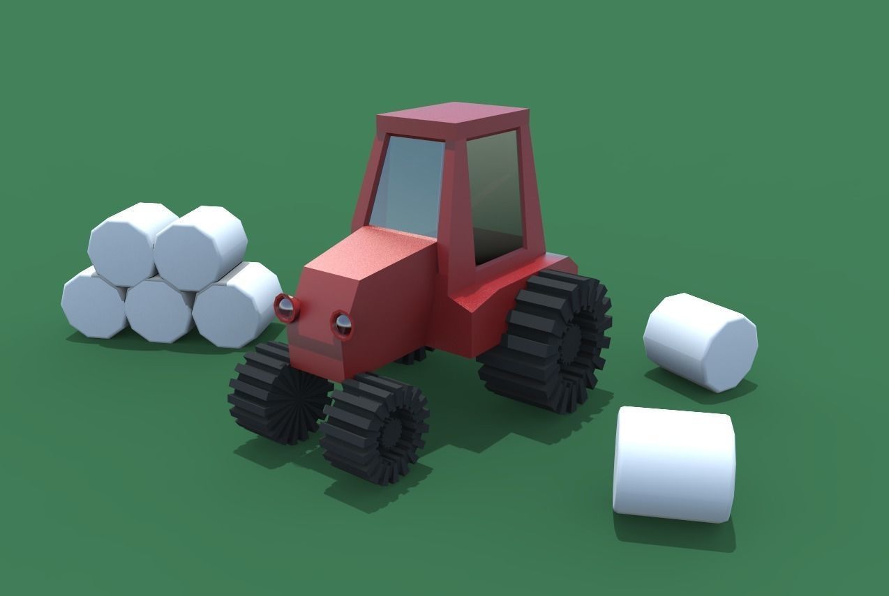 Tractor Low-poly 3D model