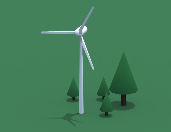 A windmill wind turbine and trees