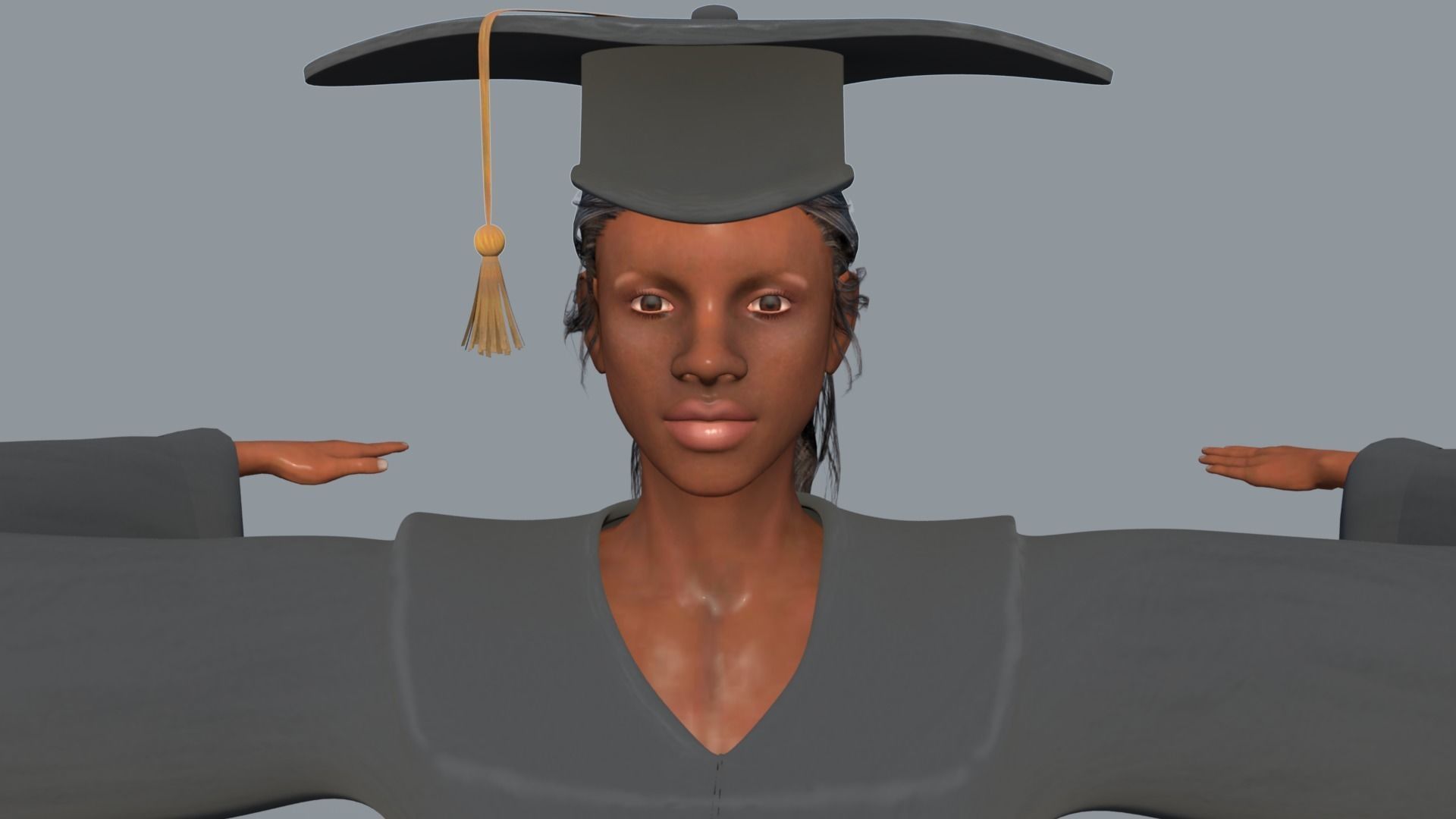 Academic Gown Female Graduate 3D model B Low-poly 3D model_7