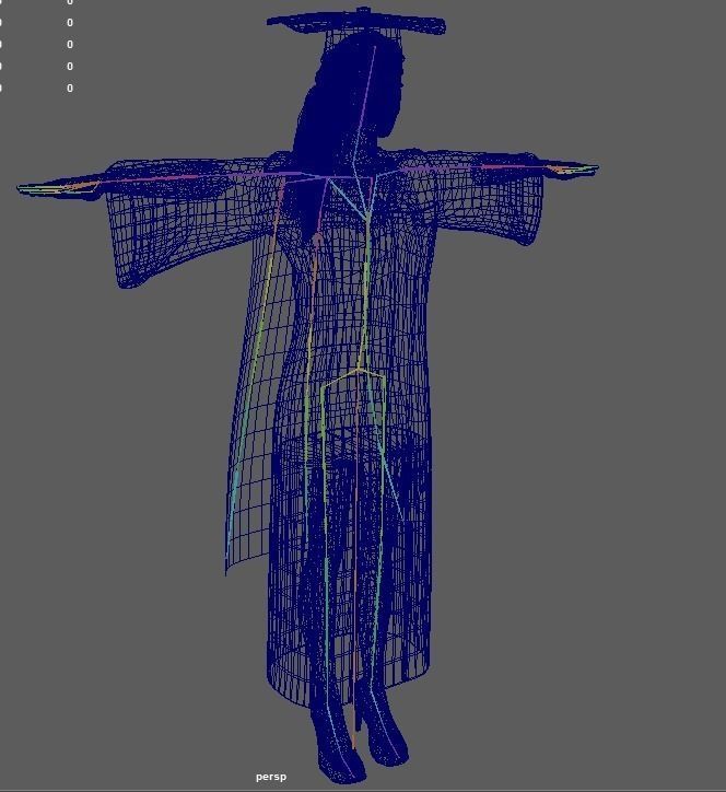 Academic Gown Female Graduate 3D model B Low-poly 3D model_11