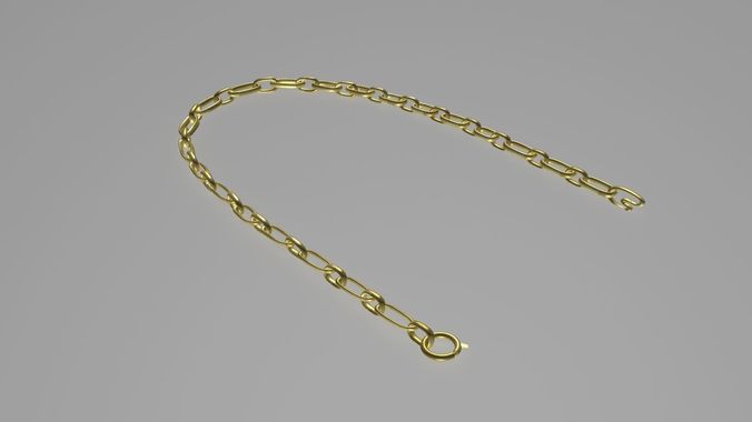 Golden neck chain 3D model Low-poly 3D model