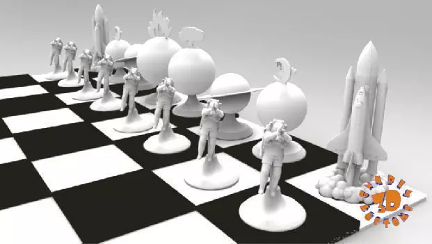 The Space Travel Chess Set just print and add magnets 3D print model_0