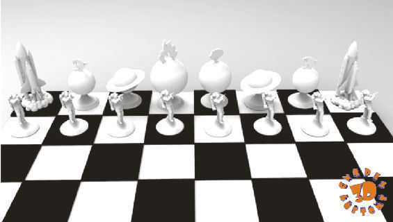 The Space Travel Chess Set just print and add magnets 3D print model_1