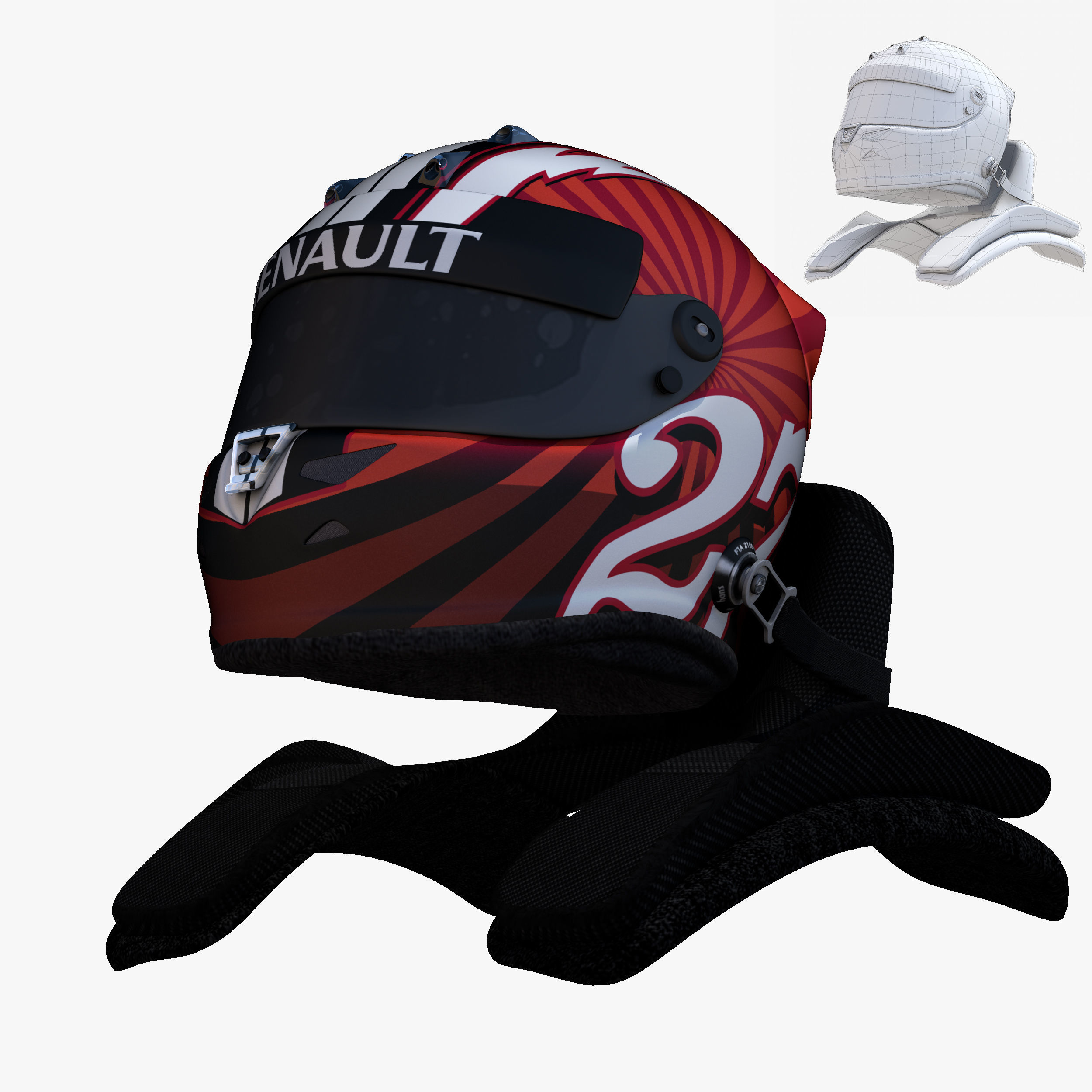 Hulkenberg helmet 2017 Low-poly 3D model_6