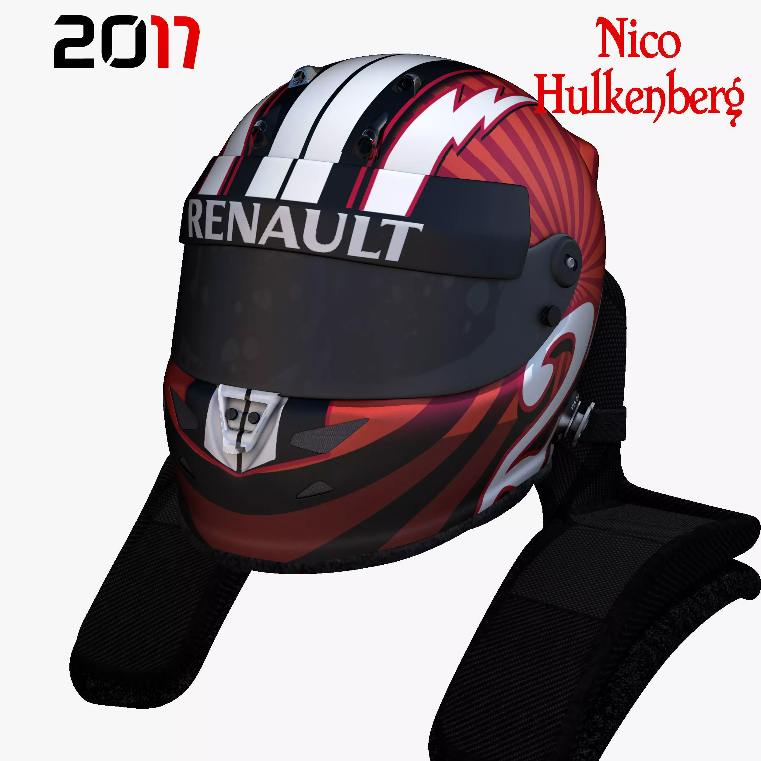 Hulkenberg helmet 2017 Low-poly 3D model_0
