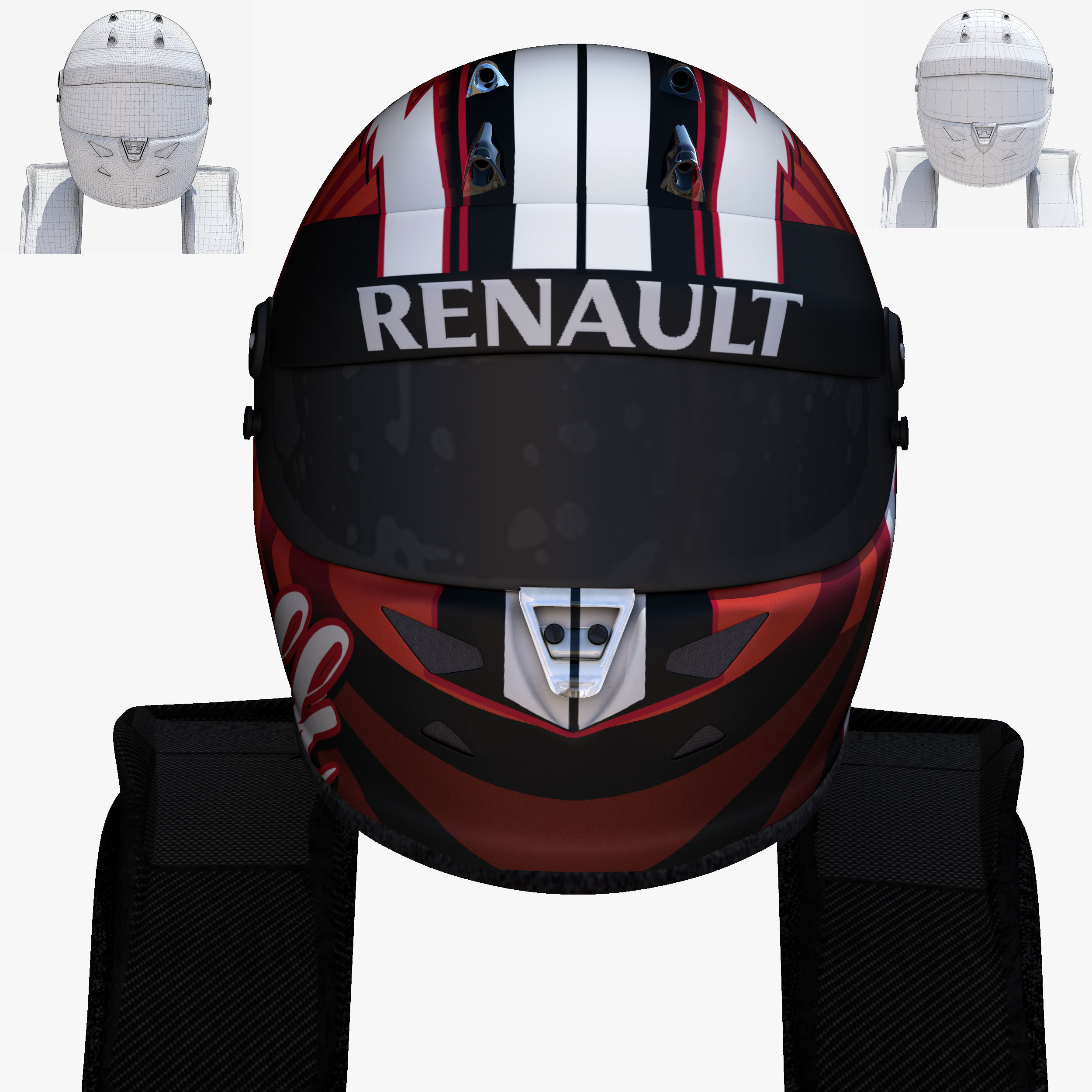 Hulkenberg helmet 2017 Low-poly 3D model_3