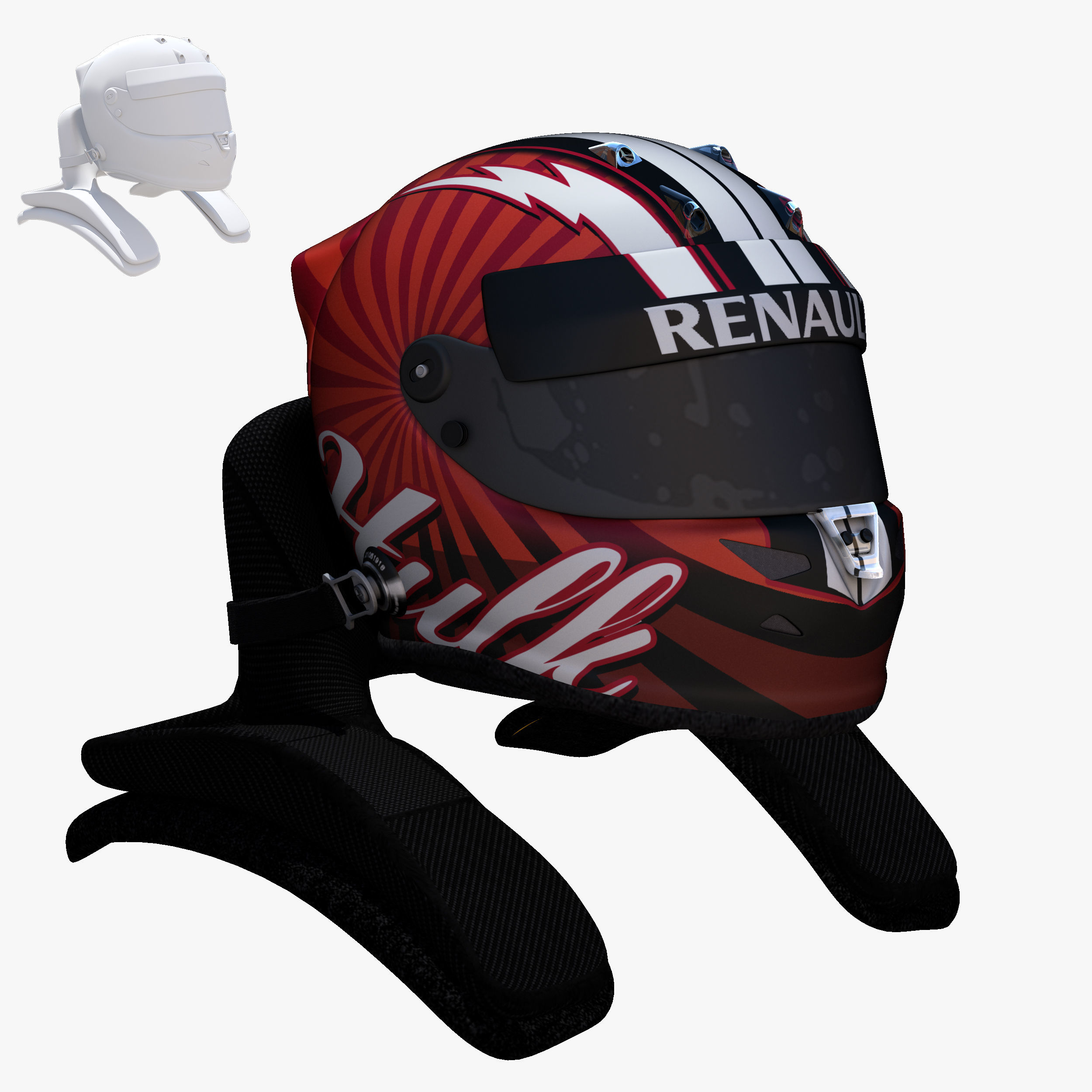 Hulkenberg helmet 2017 Low-poly 3D model_1