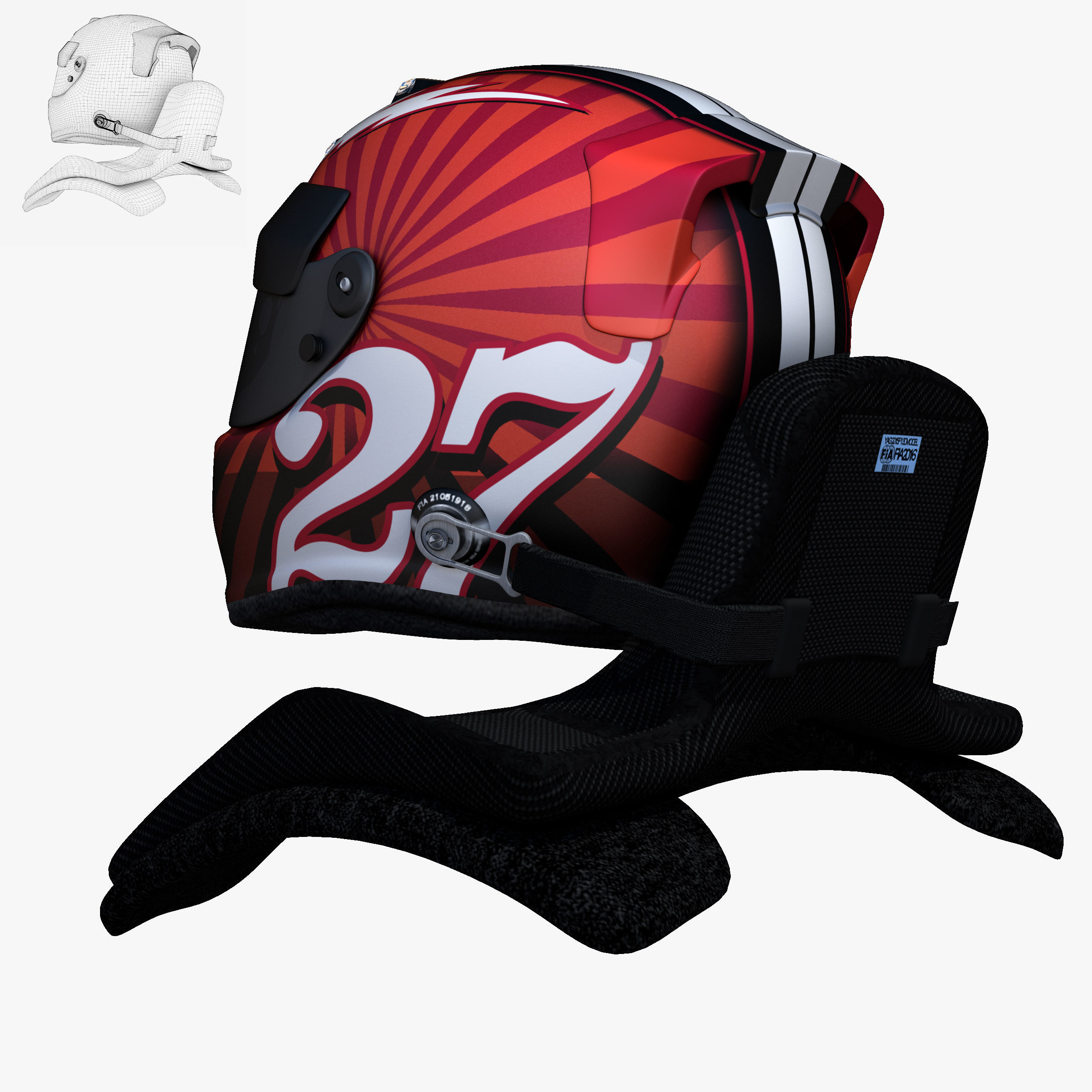 Hulkenberg helmet 2017 Low-poly 3D model_7