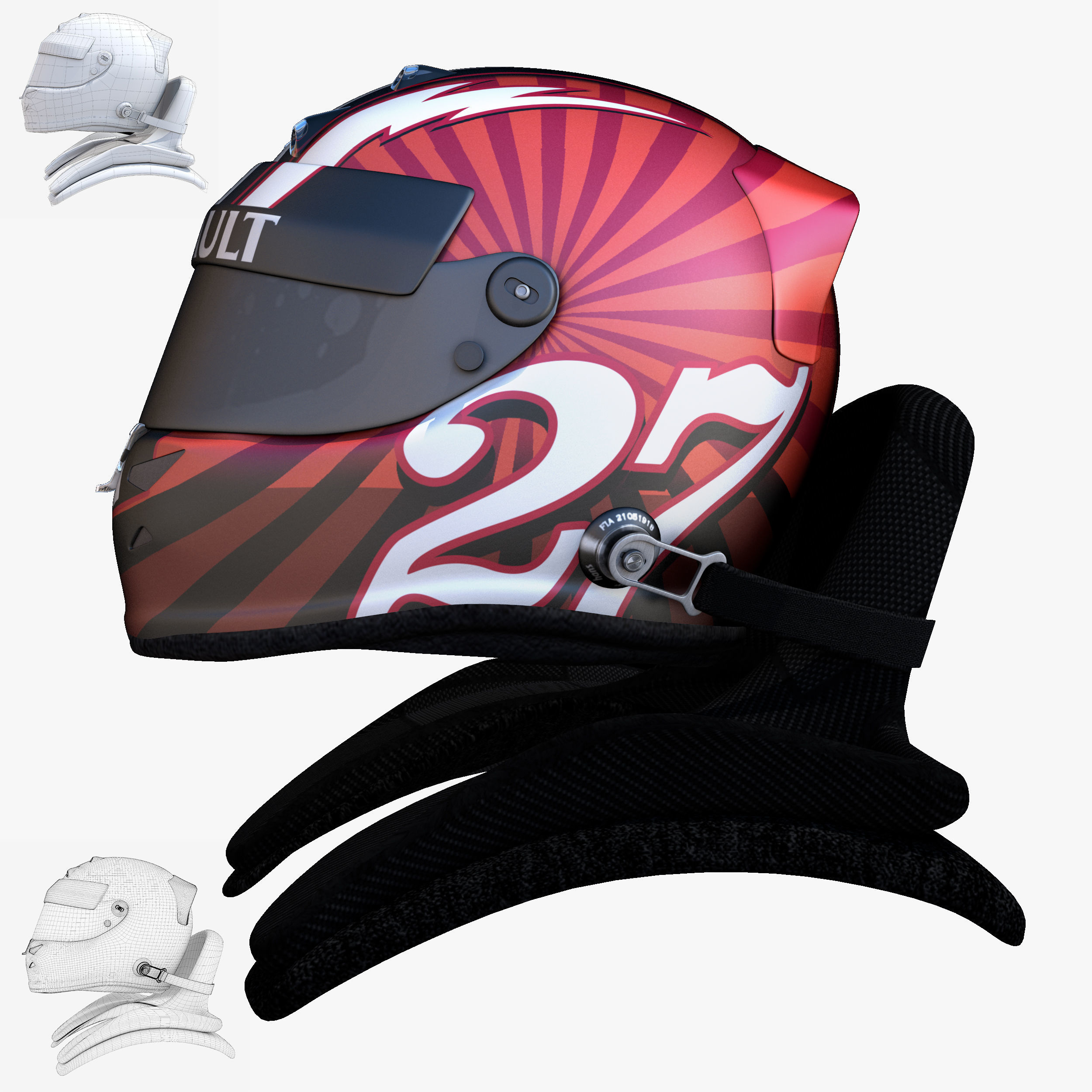 Hulkenberg helmet 2017 Low-poly 3D model_4