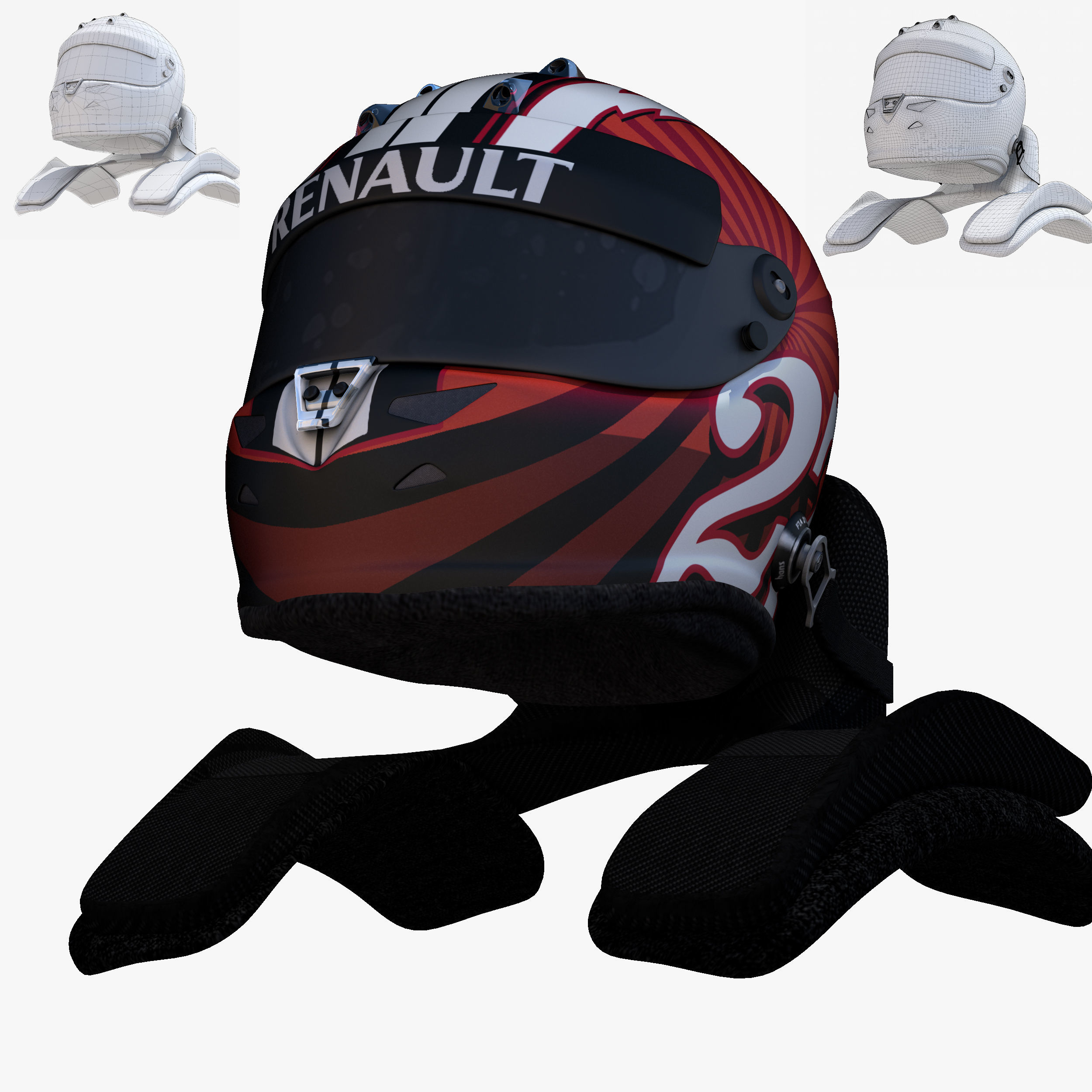 Hulkenberg helmet 2017 Low-poly 3D model_10