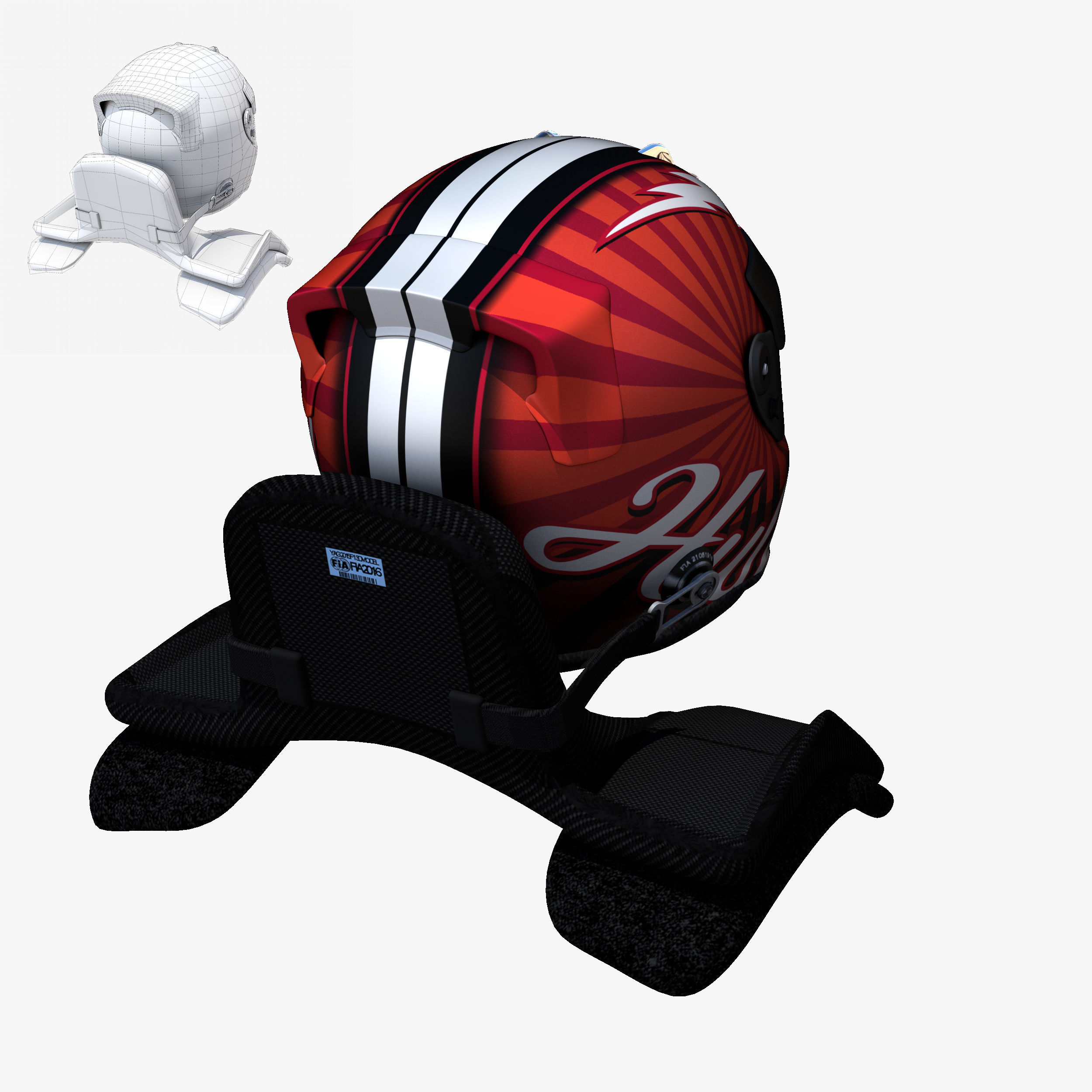 Hulkenberg helmet 2017 Low-poly 3D model_2