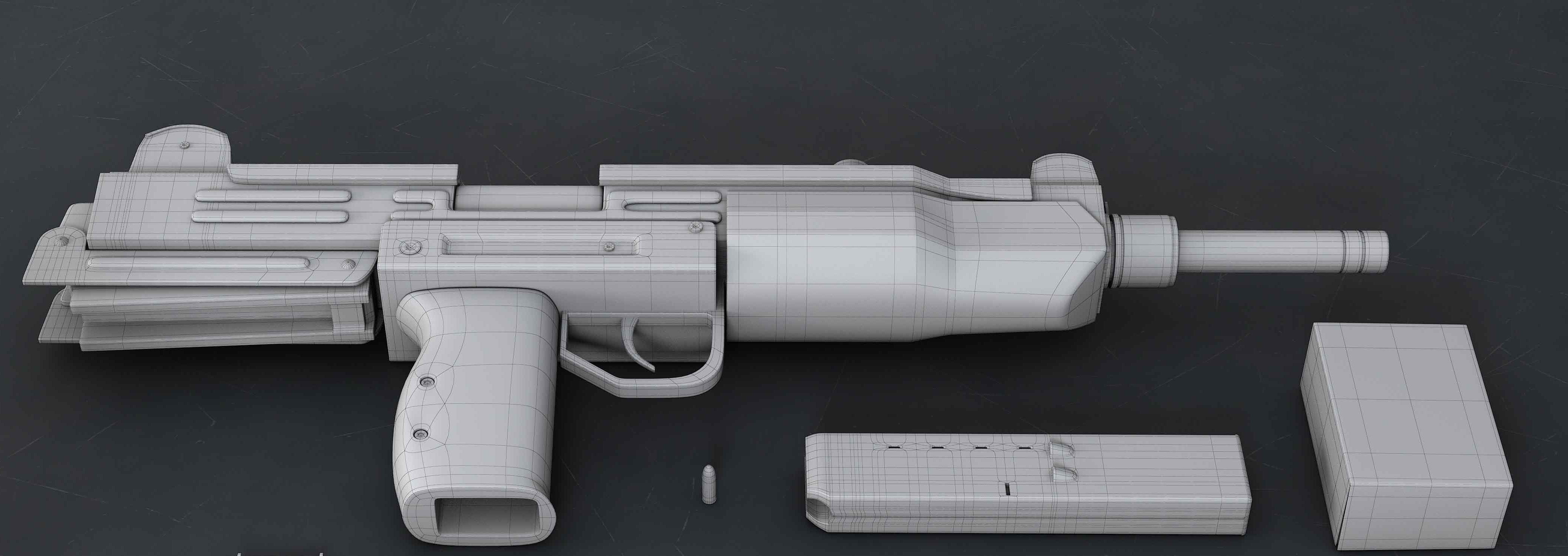 UZI - Bullet -uv ready Low-poly 3D model_1