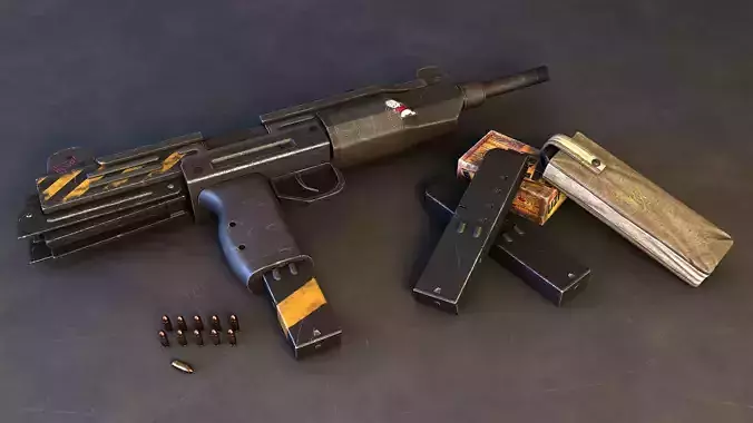 UZI - Bullet -uv ready Low-poly 3D model