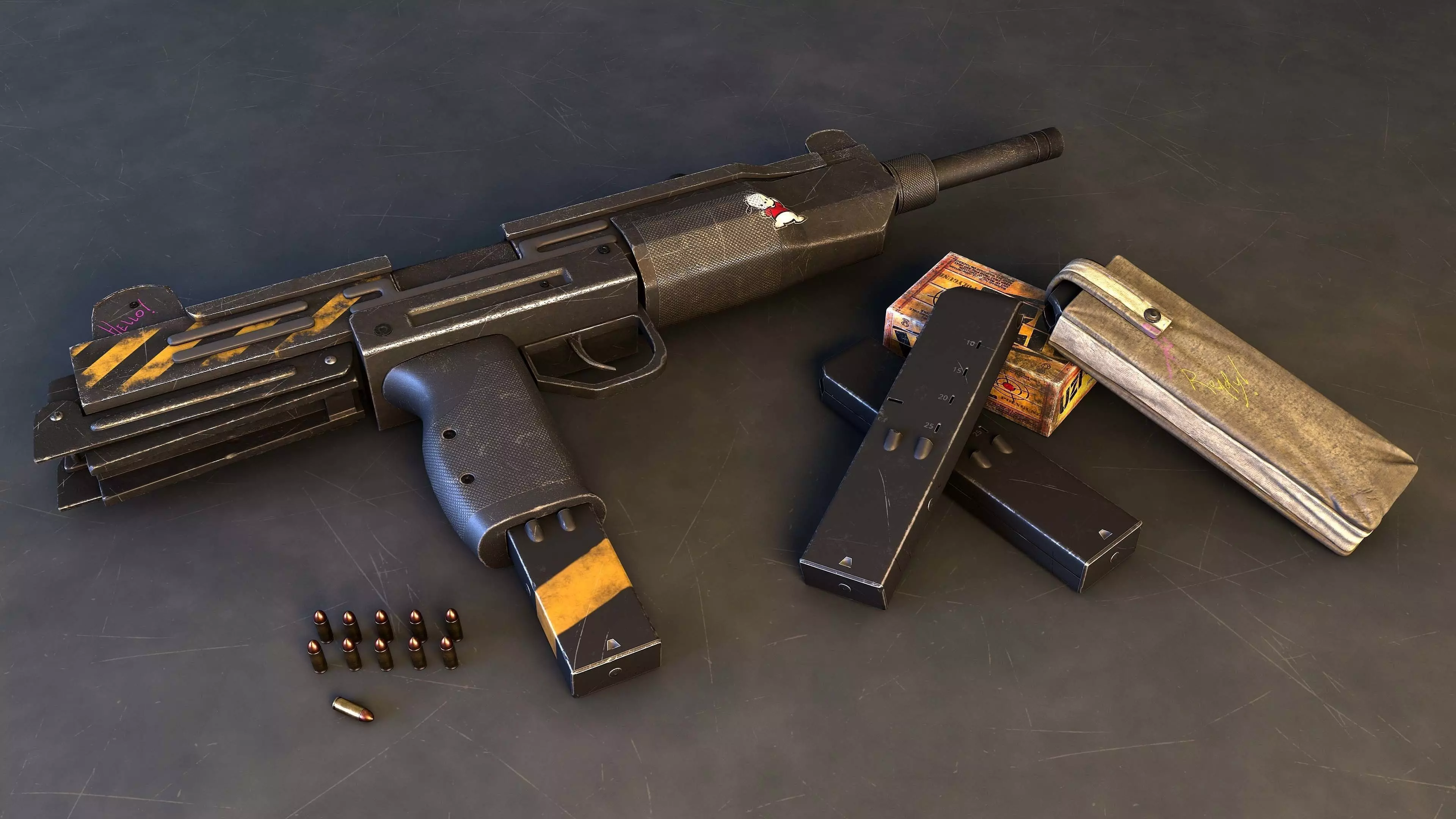 UZI - Bullet -uv ready Low-poly 3D model_0