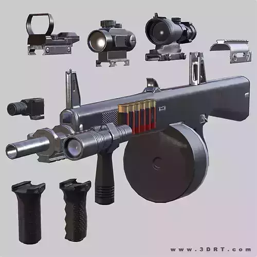3DRT - Modern firearms HD - AA-12 Low-poly 3D model