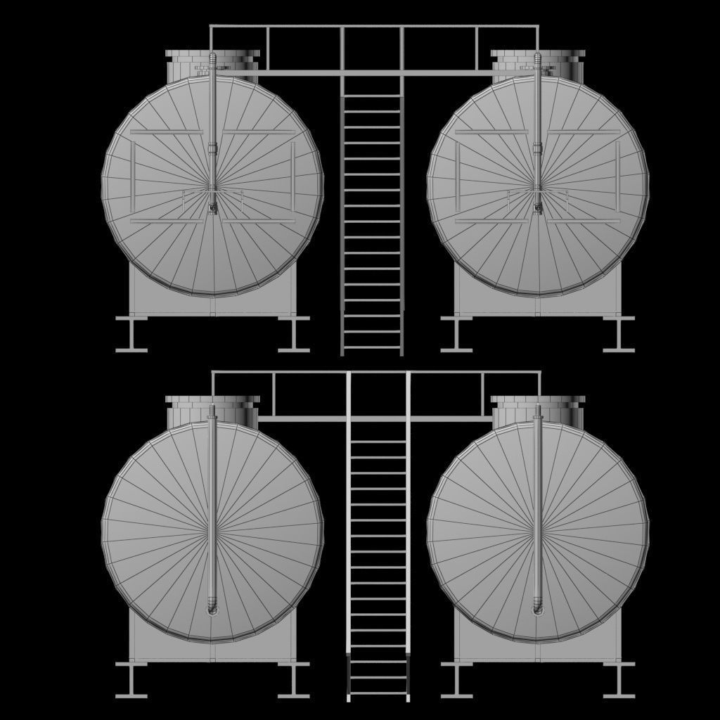 Oil tank industrial double Low-poly 3D model_10