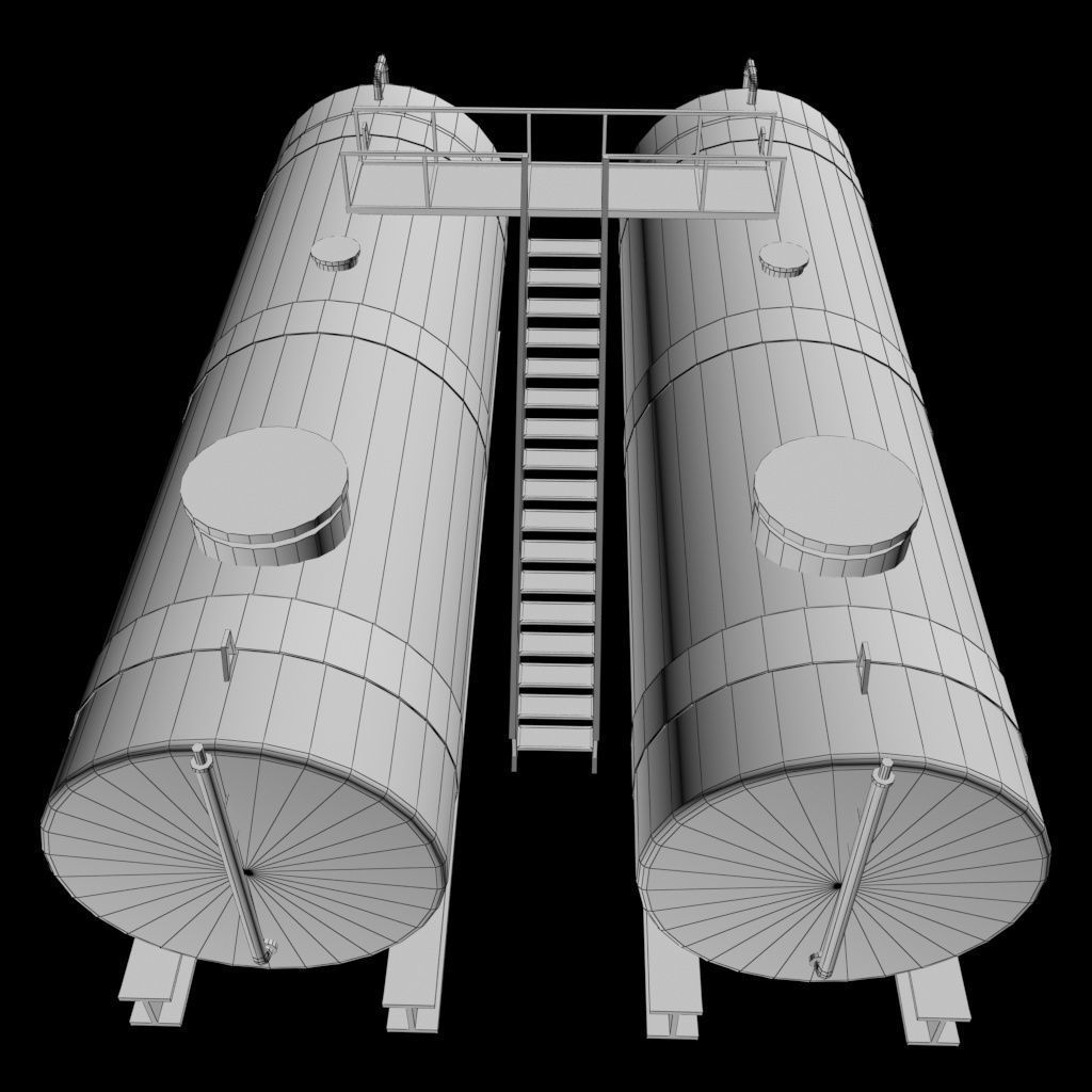 Oil tank industrial double Low-poly 3D model_12