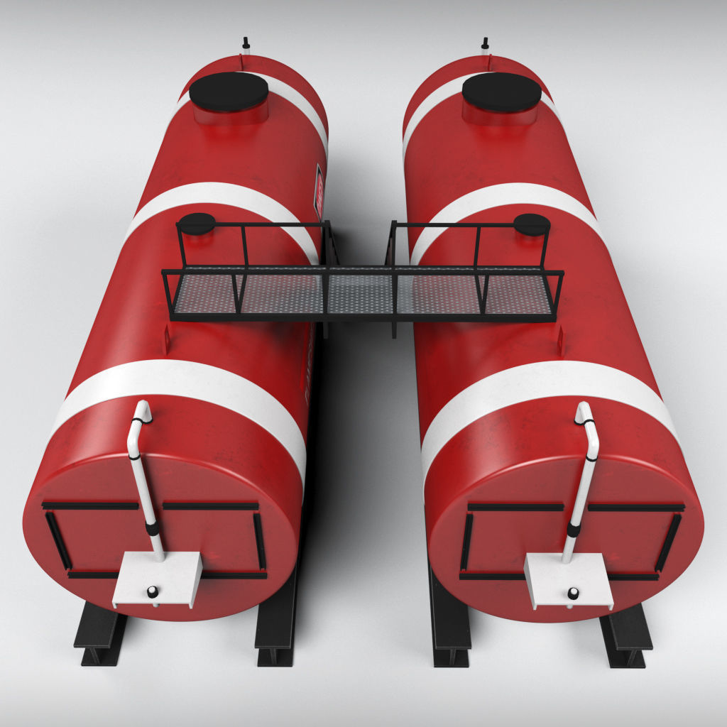 Oil tank industrial double Low-poly 3D model_8