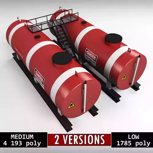 Oil tank industrial double Low-poly 3D model