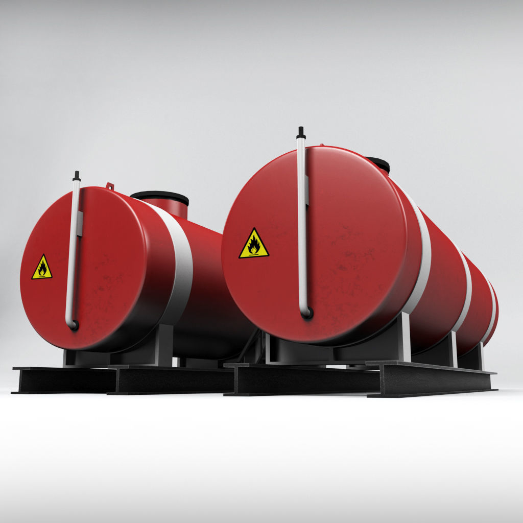Oil tank industrial double Low-poly 3D model_4