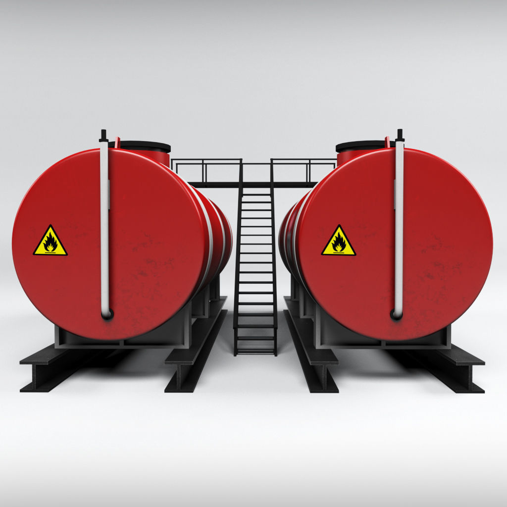 Oil tank industrial double Low-poly 3D model_1