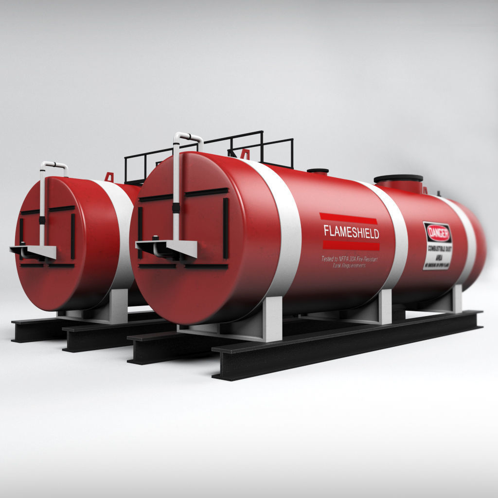 Oil tank industrial double Low-poly 3D model_9