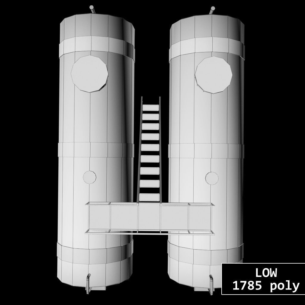 Oil tank industrial double Low-poly 3D model_17