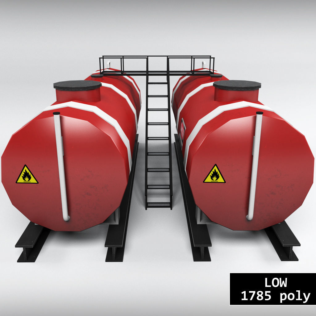 Oil tank industrial double Low-poly 3D model_14