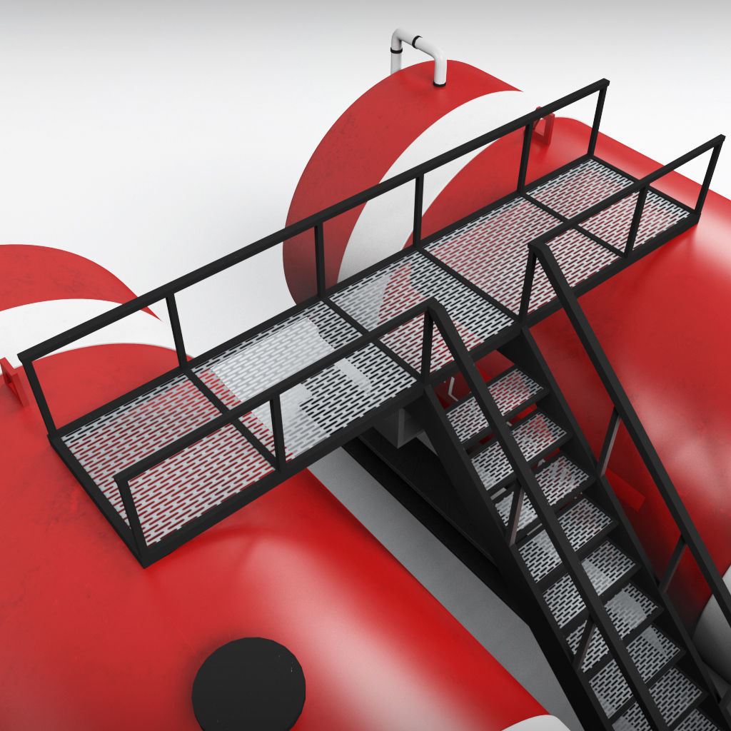 Oil tank industrial double Low-poly 3D model_3