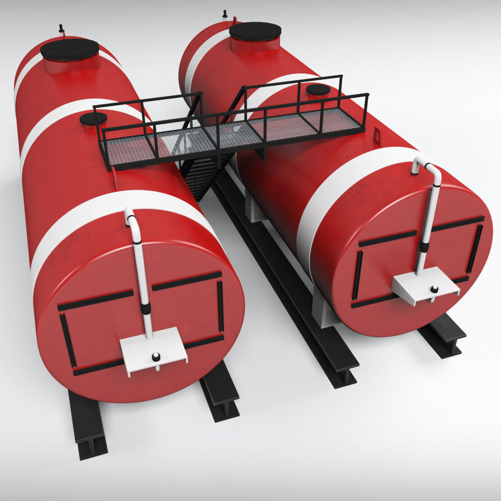 Oil tank industrial double Low-poly 3D model_6