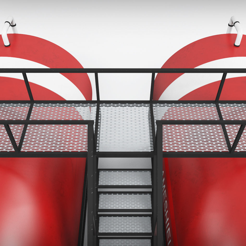 Oil tank industrial double Low-poly 3D model_7