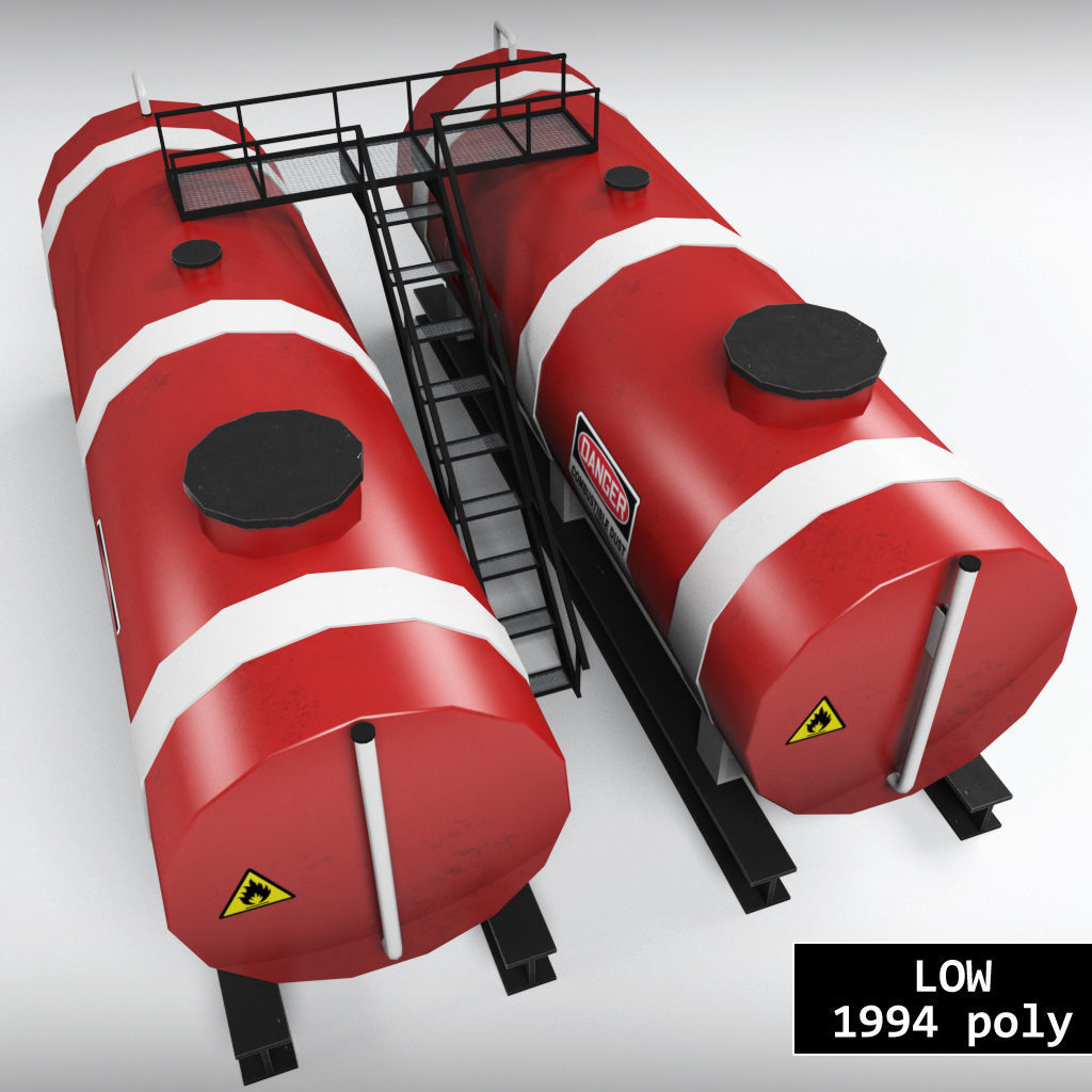 Oil tank industrial double Low-poly 3D model_15