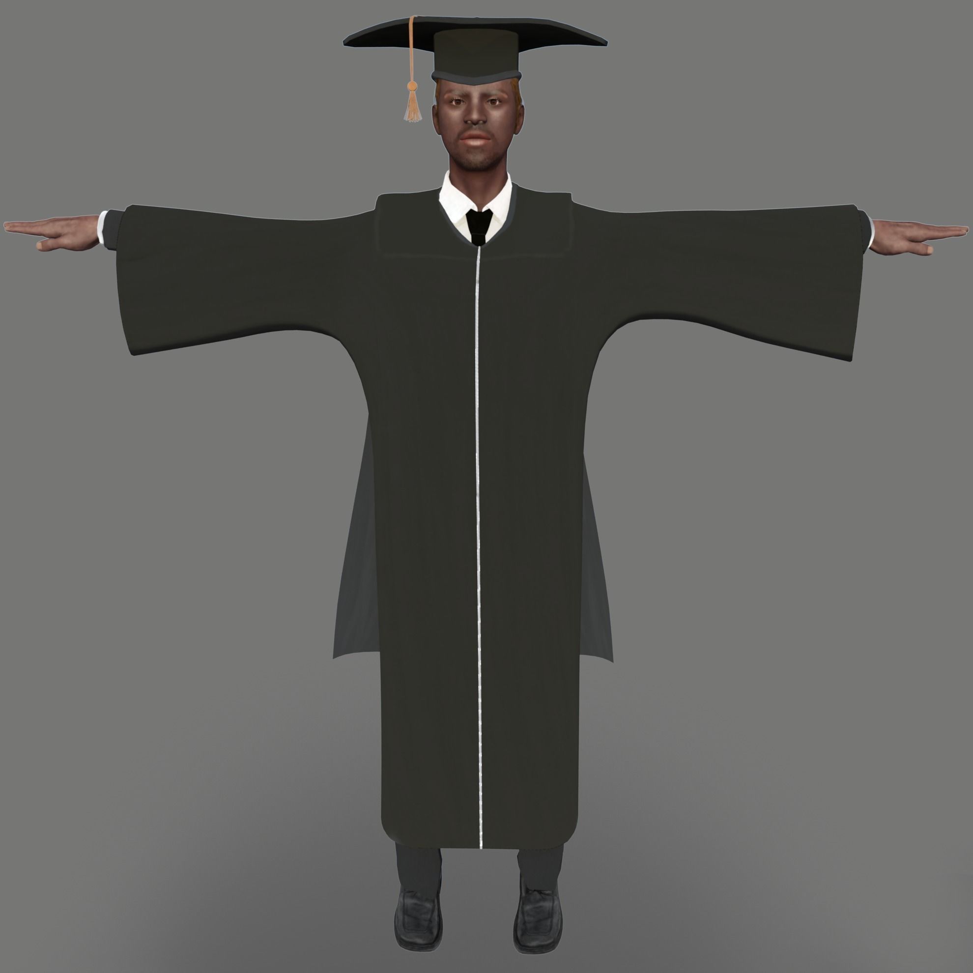 Academic Gown Male Graduate 3D model B Low-poly 3D model_0