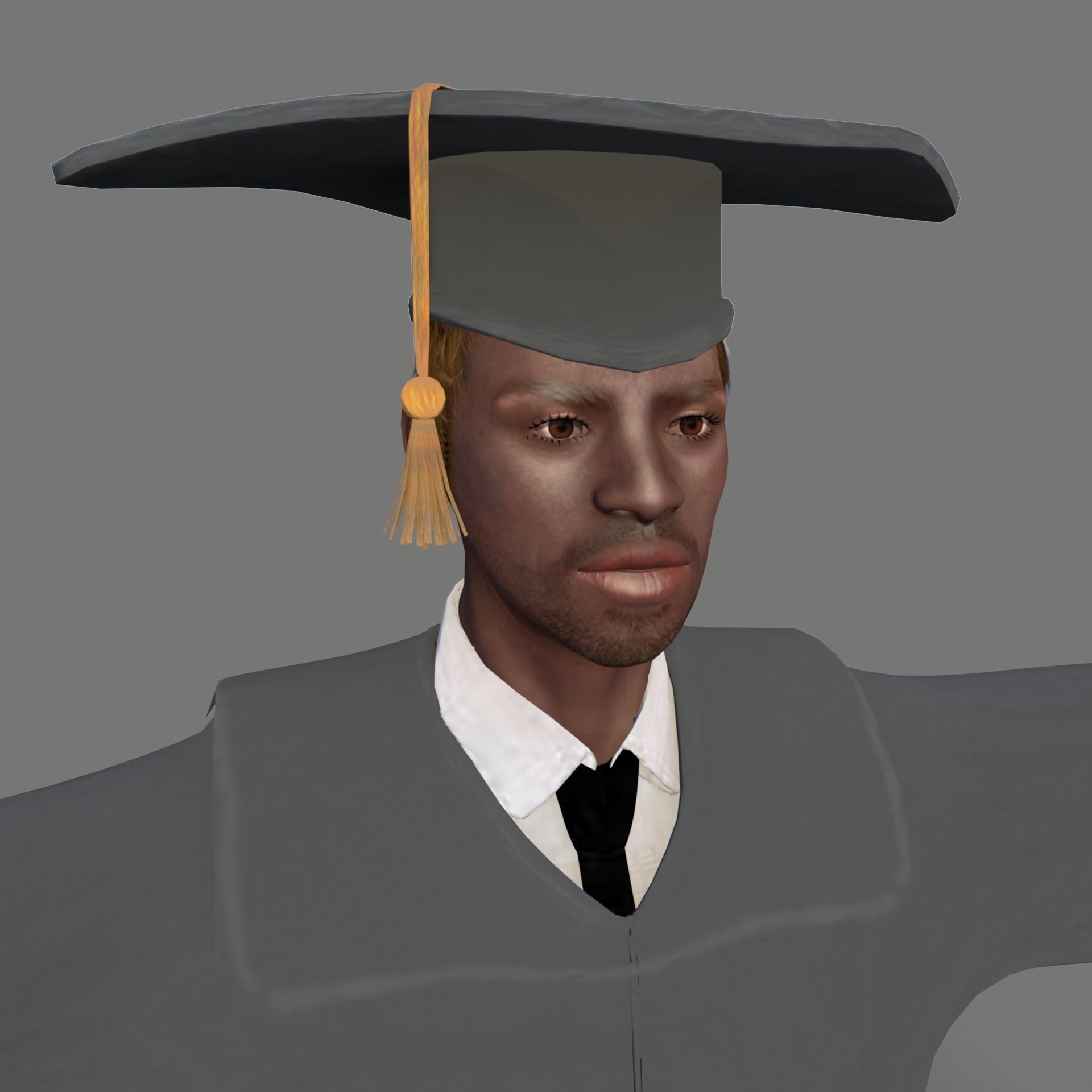 Academic Gown Male Graduate 3D model B Low-poly 3D model_4
