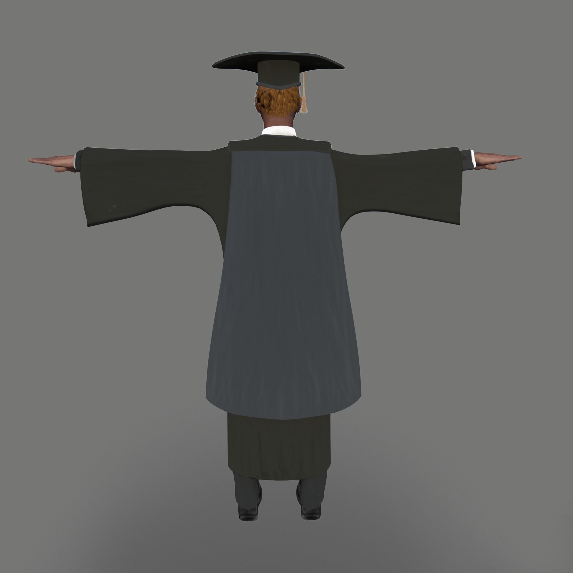 Academic Gown Male Graduate 3D model B Low-poly 3D model_8