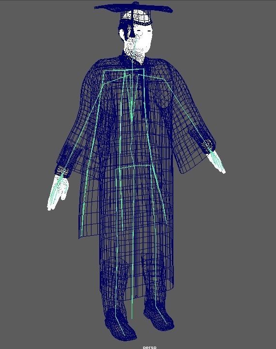 Academic Gown Male Graduate 3D model B Low-poly 3D model_11