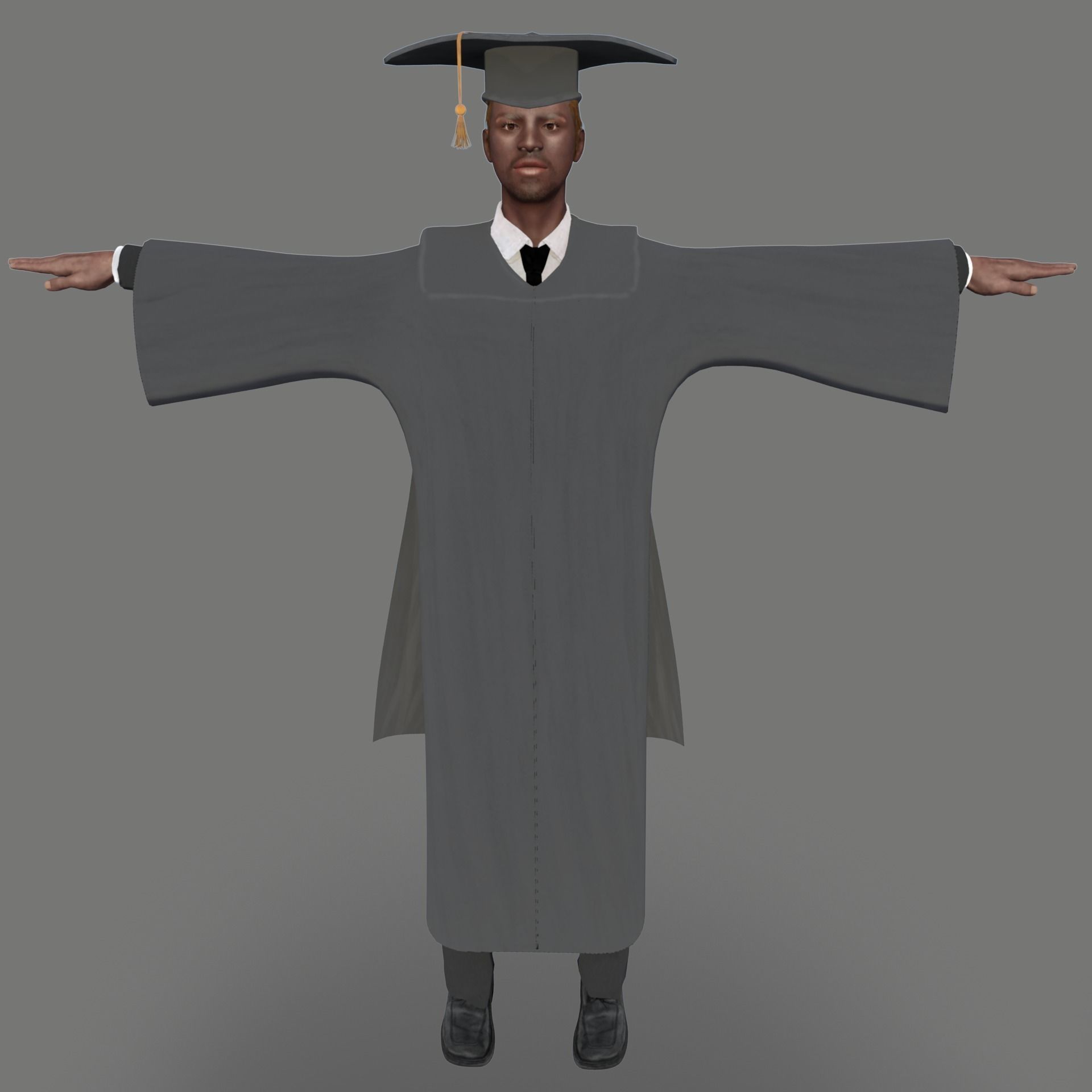 Academic Gown Male Graduate 3D model B Low-poly 3D model_1