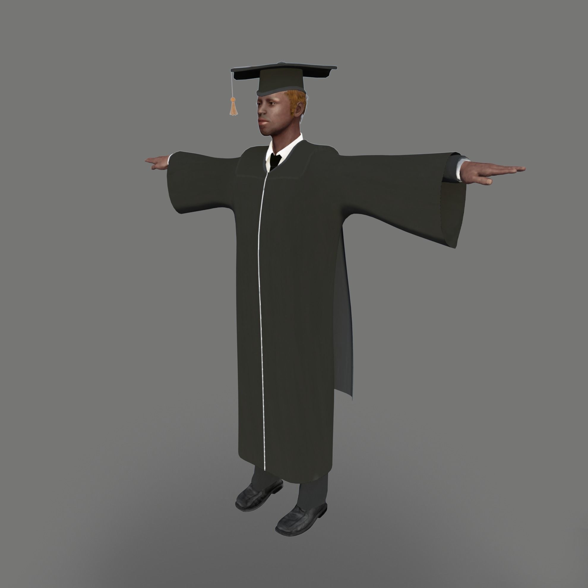 Academic Gown Male Graduate 3D model B Low-poly 3D model_5