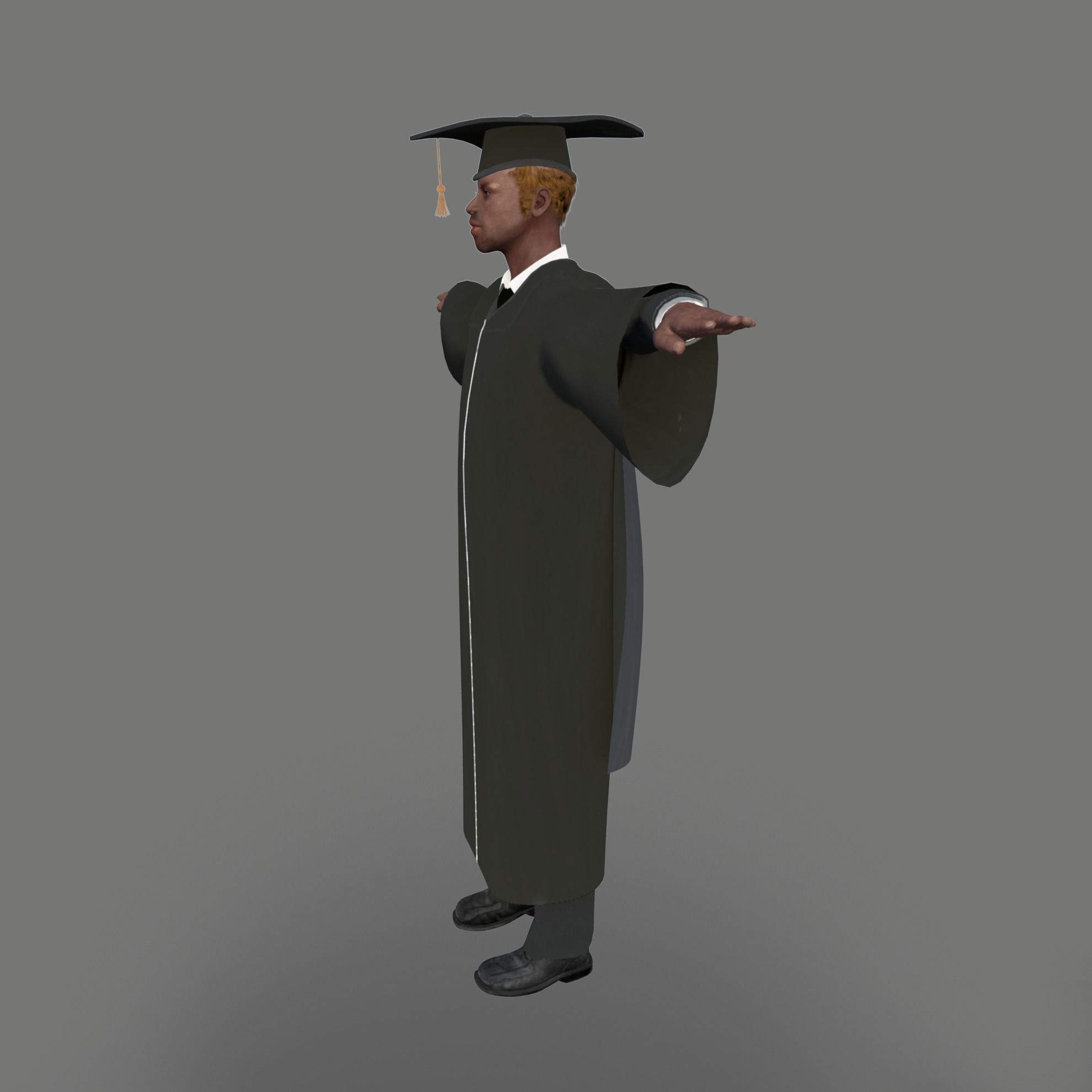 Academic Gown Male Graduate 3D model B Low-poly 3D model_6