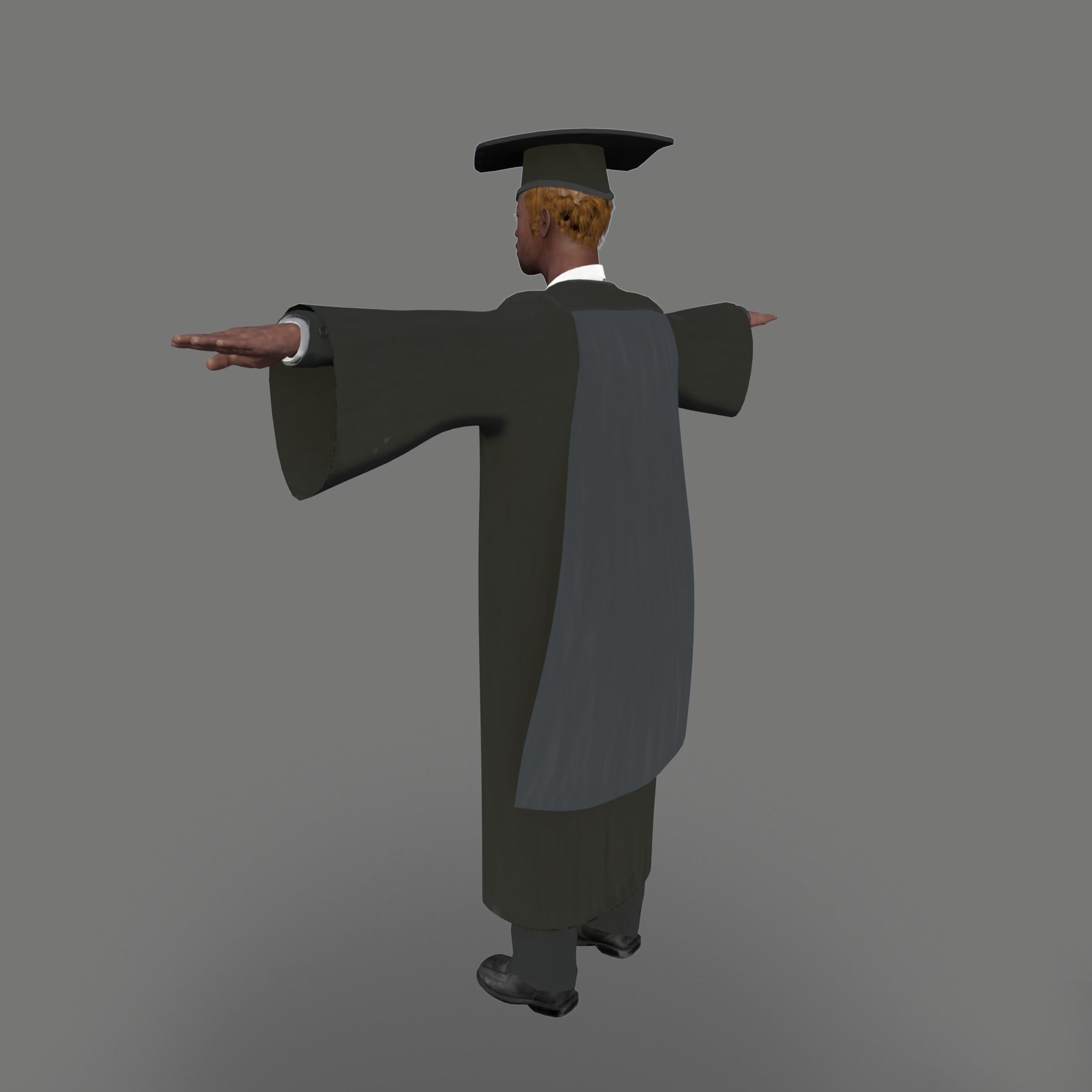 Academic Gown Male Graduate 3D model B Low-poly 3D model_7