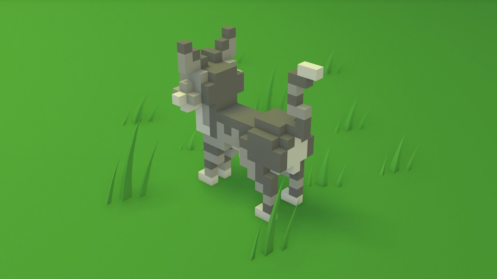Voxel Cartoon Cat game ready Low-poly 3D model_2